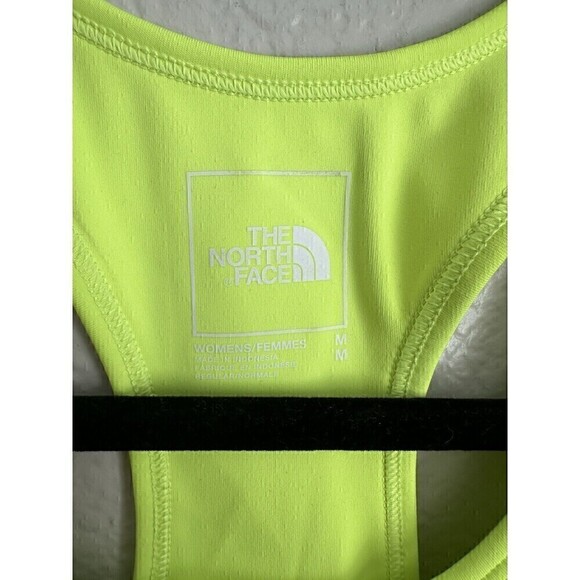 The North Face Sports Bra Womens Size Medium Elevation Bra Neon Green Spell Out - Picture 3 of 6